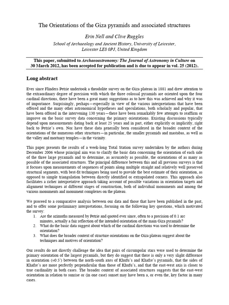The Orientations of The Giza Pyramids and Associated Structures | PDF ...