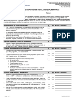 Food Facility Self Inspection Checklist Spanish