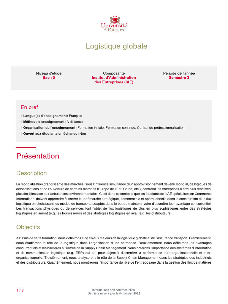 Enjeux de la logistique globale | PDF | Logistique | Business