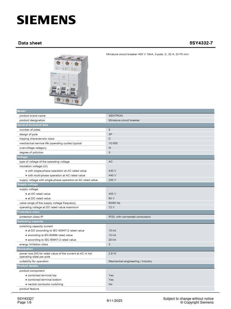 5SY43327 Datasheet en | PDF | Alternating Current | Voltage