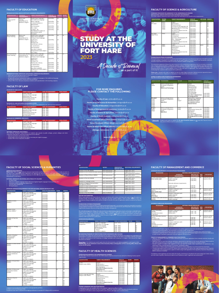 UFH Prospectus 2023 Download Free PDF University And College