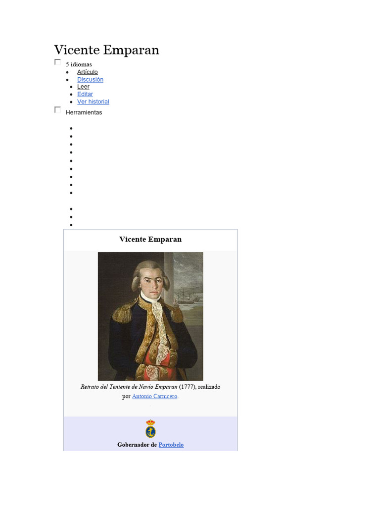 Vicente Emparan PDF Militar