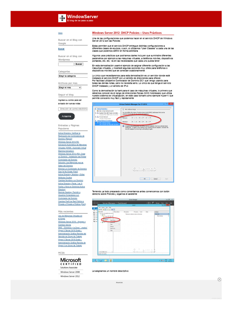 Usos Prácticos de DHCP en Windows Server | PDF | Máquina virtual | Hyper V