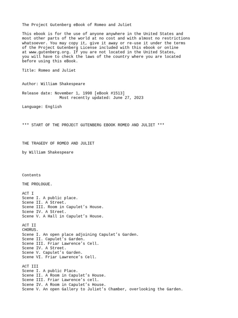 Romeo and Juliet by William Shakespeare | PDF | Characters In Romeo And ...