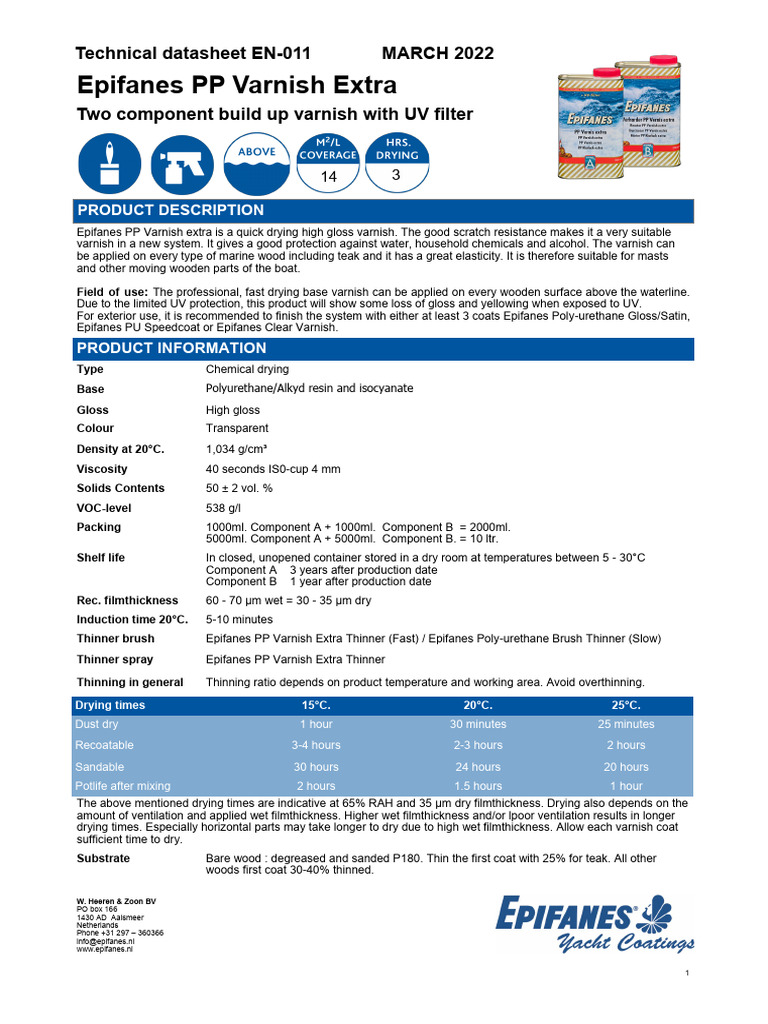 En 011 Epifanes PP Varnish Extra PDF Varnish Physical Sciences