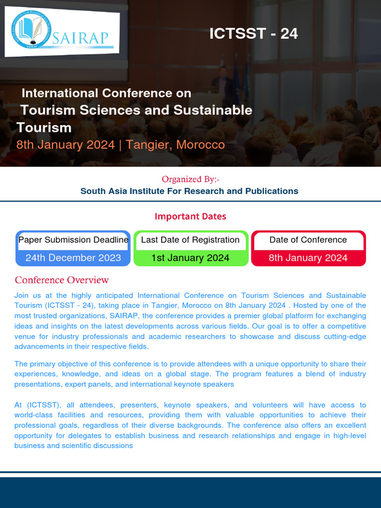 ICTSST 2024: Sustainable Tourism Conference | PDF | Art | Computers