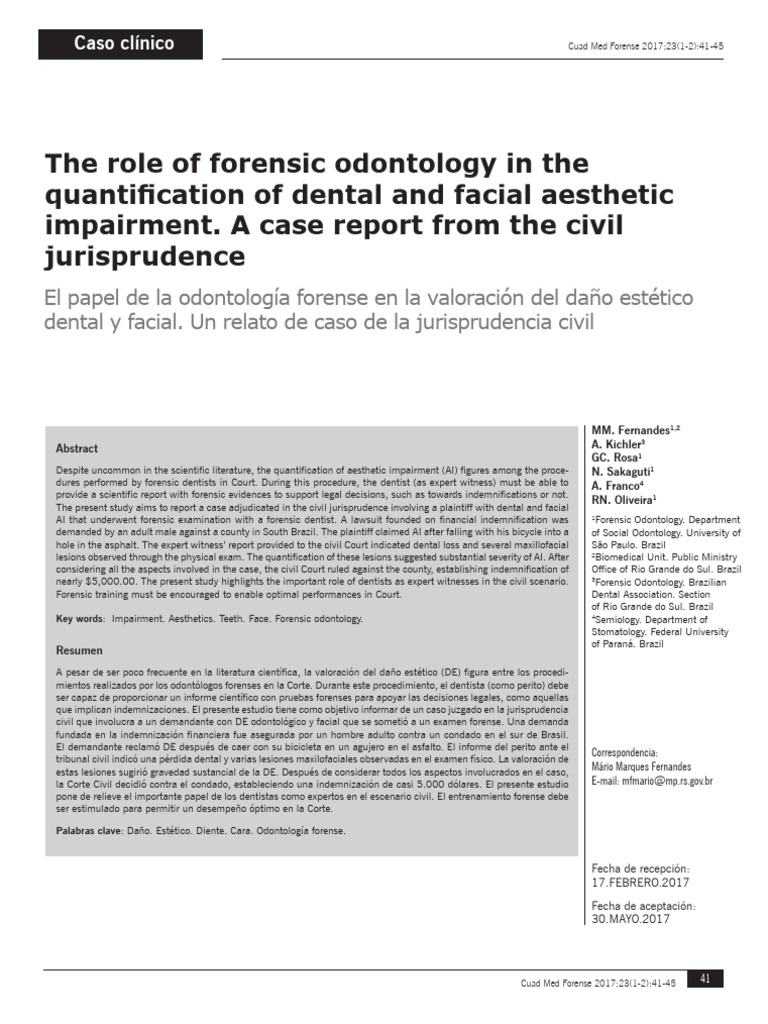 1988 611X CMF 23 1 2 41 PDF Dentistry Expert Witness