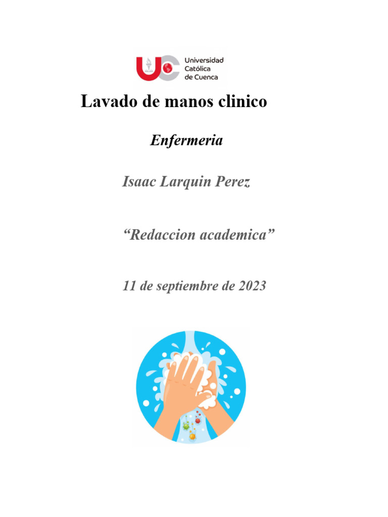 Importancia del Lavado de Manos Clínico | PDF | Lavado de manos ...