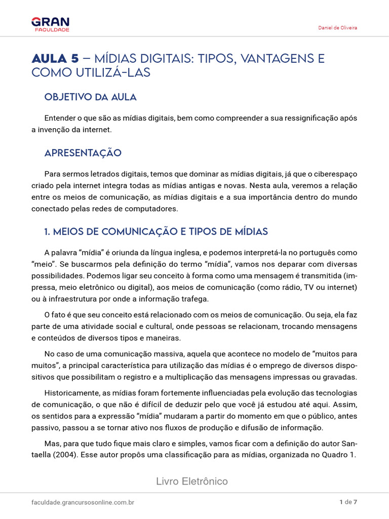 Tipos e Vantagens das Mídias Digitais | PDF | Mídia de massa | Comunicação