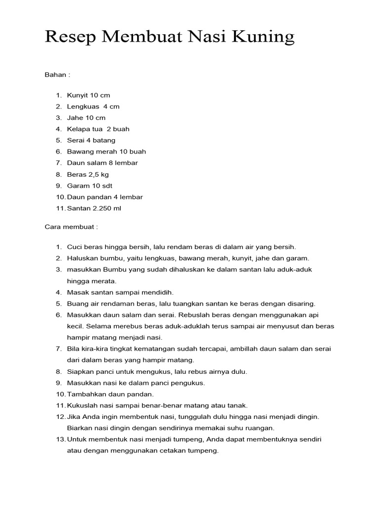 Resep Cara Membuat Nasi Kuning Dengan Magic Com Yang Sederhana Dan Enak