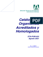 Dta-Pub-023 V17 Catalogo Organismos Acreditados y Homologados, Actulizado Al 24 de Agosto de 2021