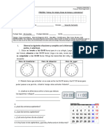 Prueba Interpretación Relojes, Calendario y Líneas de Tiempo