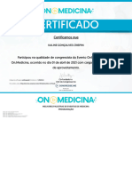 Certificado Melhores Palestras de Eventos de Medicina Melhores Palestras de Eventos de Medicina 1 Edicao Kaline Goncalves Crispim