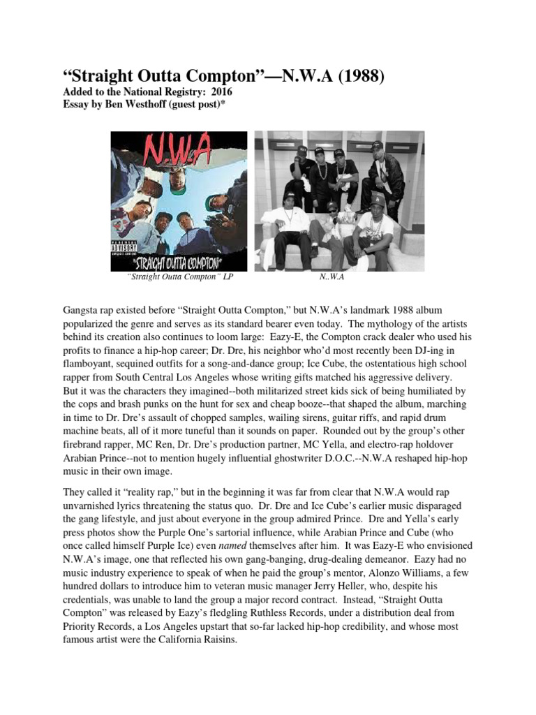 Straight Outta Compton | PDF | Hip Hop Music | Urban Street Dance And Music