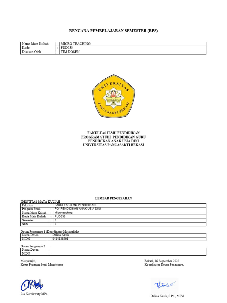 RPS Micro Teaching PAUD PUD533 | PDF