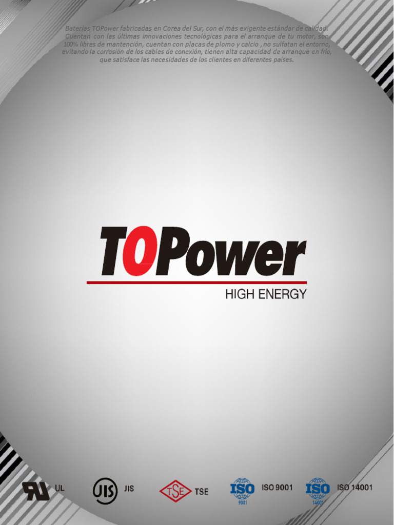Baterías TOPower: Innovación y Calidad | PDF | Ciencia de los ...