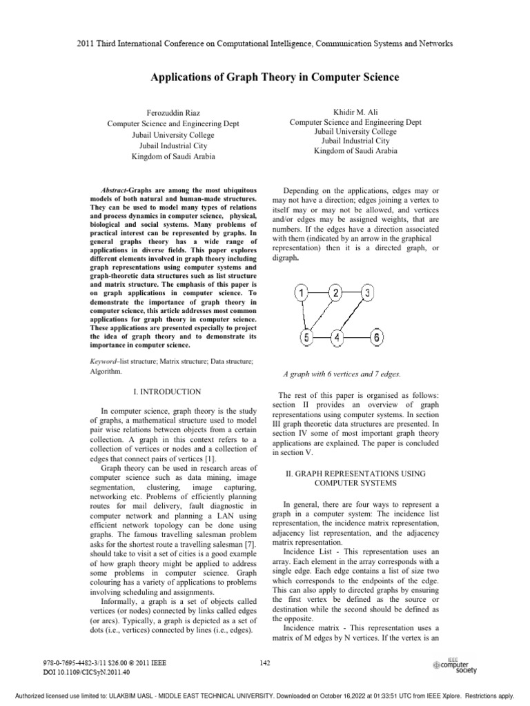 Applications of Graph Theory in Computer Science | PDF