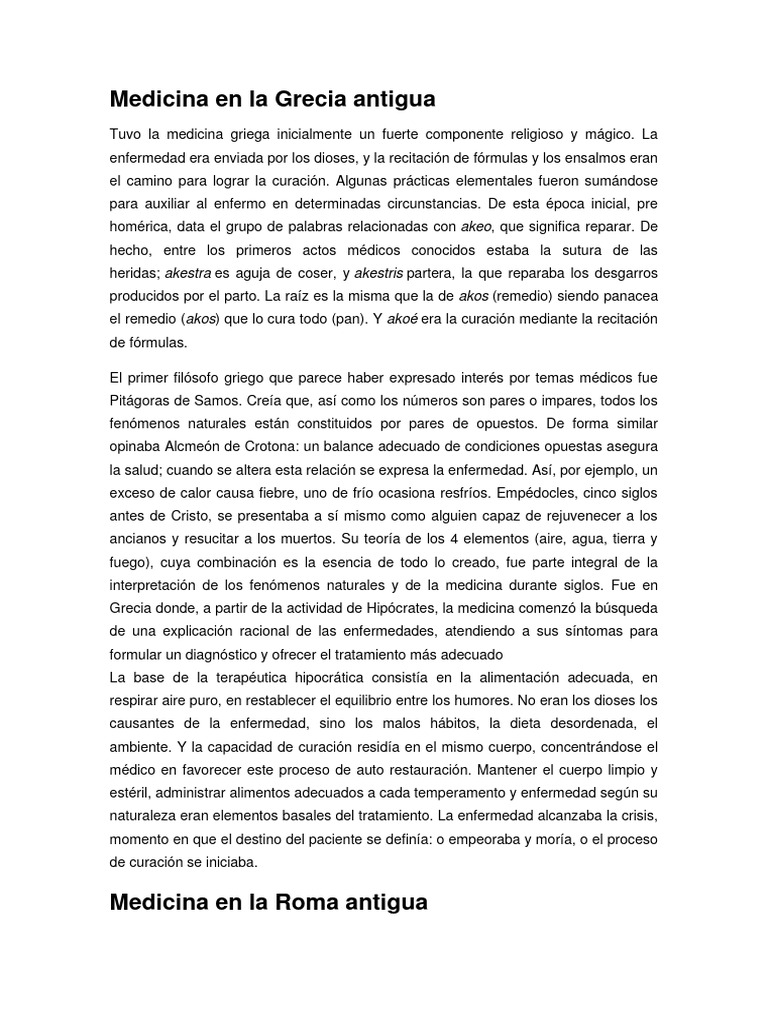 Medicina en La Grecia y Roma Antigua | Descargar gratis PDF | Medicina ...