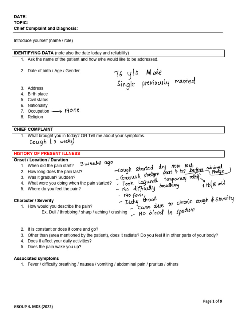 History Taking Compilation 1 PDF Vaccines Measles