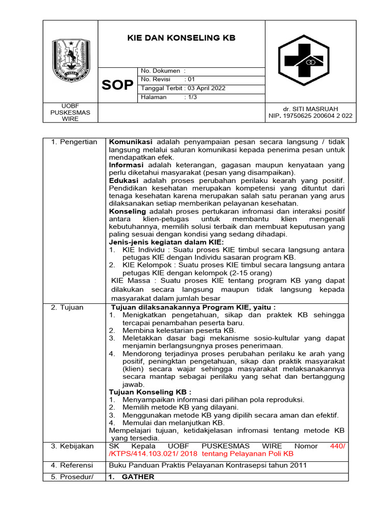 Contoh Laporan KIE dan Konseling KB | PDF