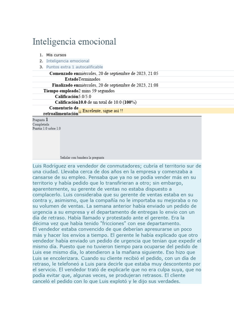 Puntos Extra en Inteligencia Emocional | PDF | Las emociones | Inteligencia