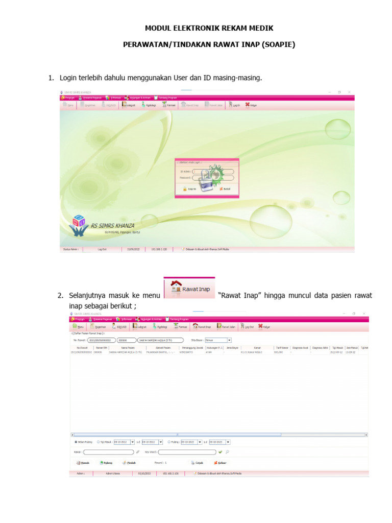 MODUL ERM 1 RANAP CARA INPUT PEMERIKSAAN (SOAPIE) | PDF