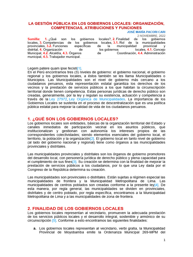 Gestión Pública en Gobiernos Locales | PDF | Gobierno local | Alcalde