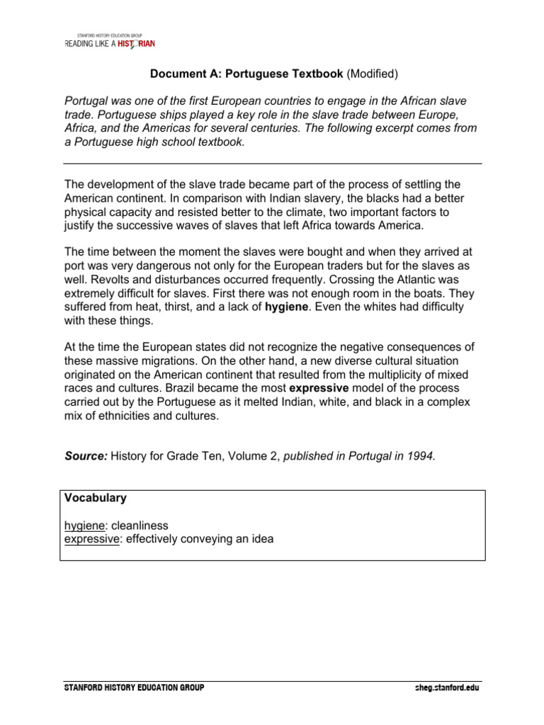 Middle passage student materials pdf
