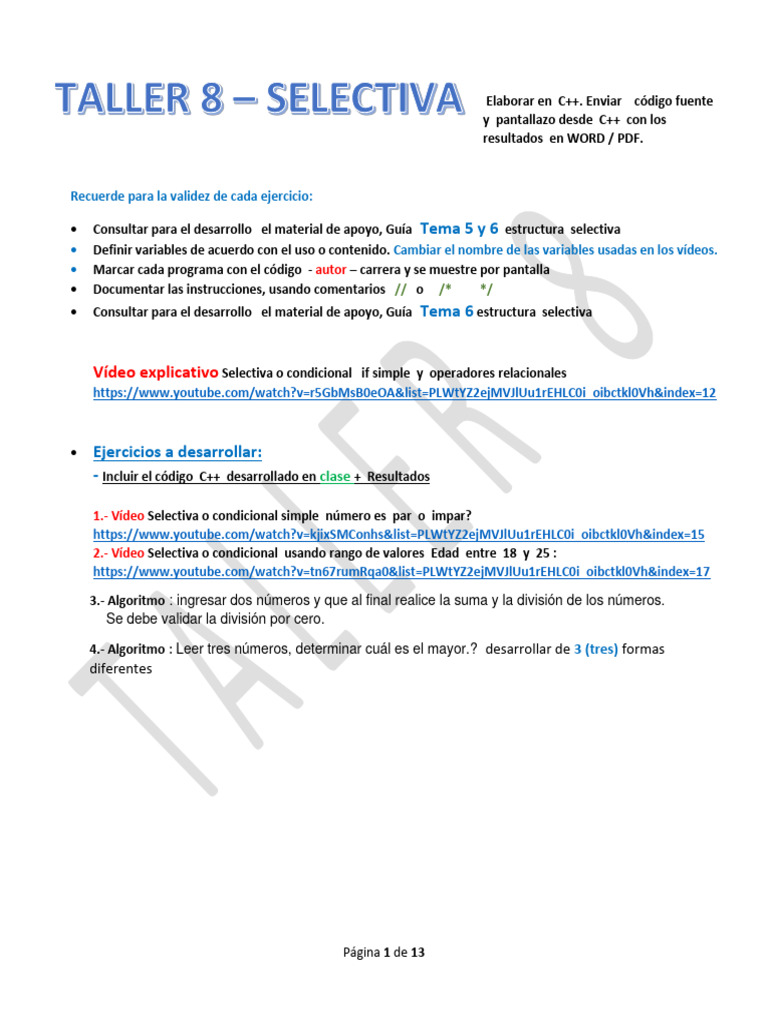 TALLER 08c-Sar | PDF | C ++ | Informática teórica