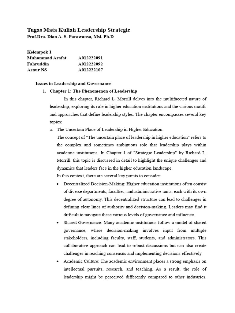 Kelompok 1 Paper Leadership Strategic Download Free Pdf