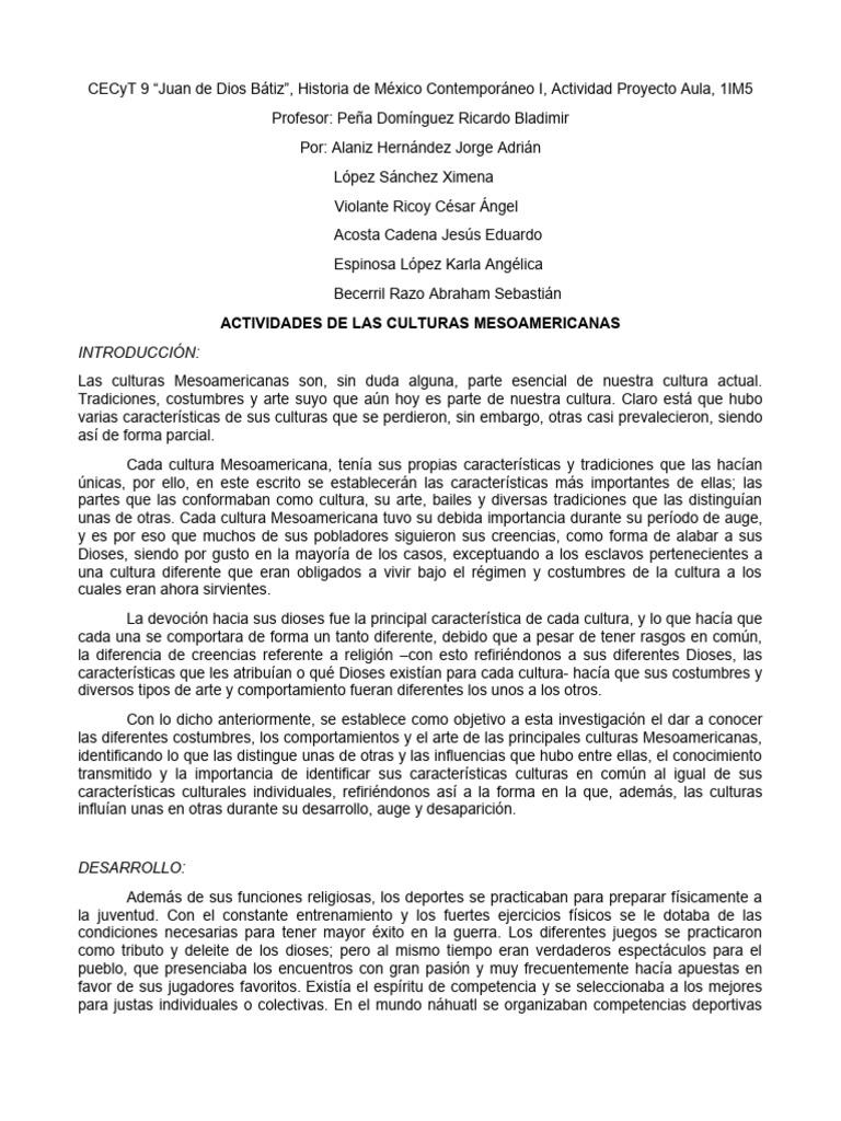 Culturas Mesoamerícas Pdf Mesoamérica Deportes