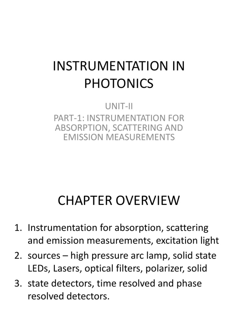 Photonics Instrumentation Techniques | PDF