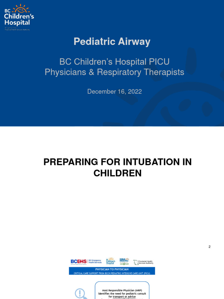 Pediatric Intubation Guidelines | PDF | Clinical Medicine | Medical ...