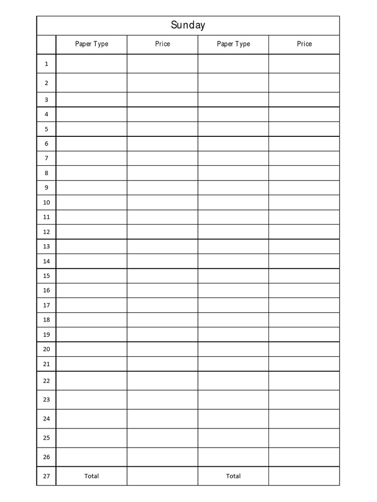 Sunday Sheet | PDF