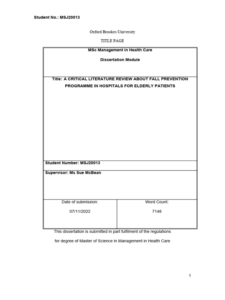 MSJ20013 19134207 Dissertation | PDF | Systematic Review | Evidence ...