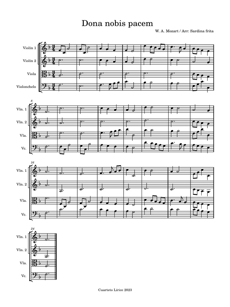 Dona nobis pacem mozart for string quartet pdf