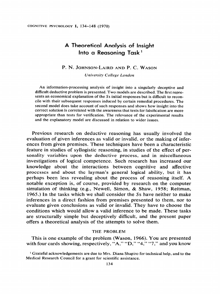 Johnson-Laird & Wason 1970 A Theoretical Analysis of Insight Into A ...