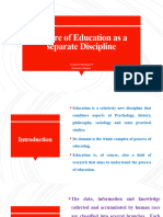 Nature of Education As A Separate Discipline