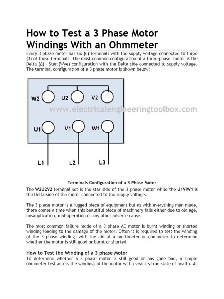 How To Test A 3 Phase Motor Windings With An Ohmmeter PDF Electric Motor Power Supply