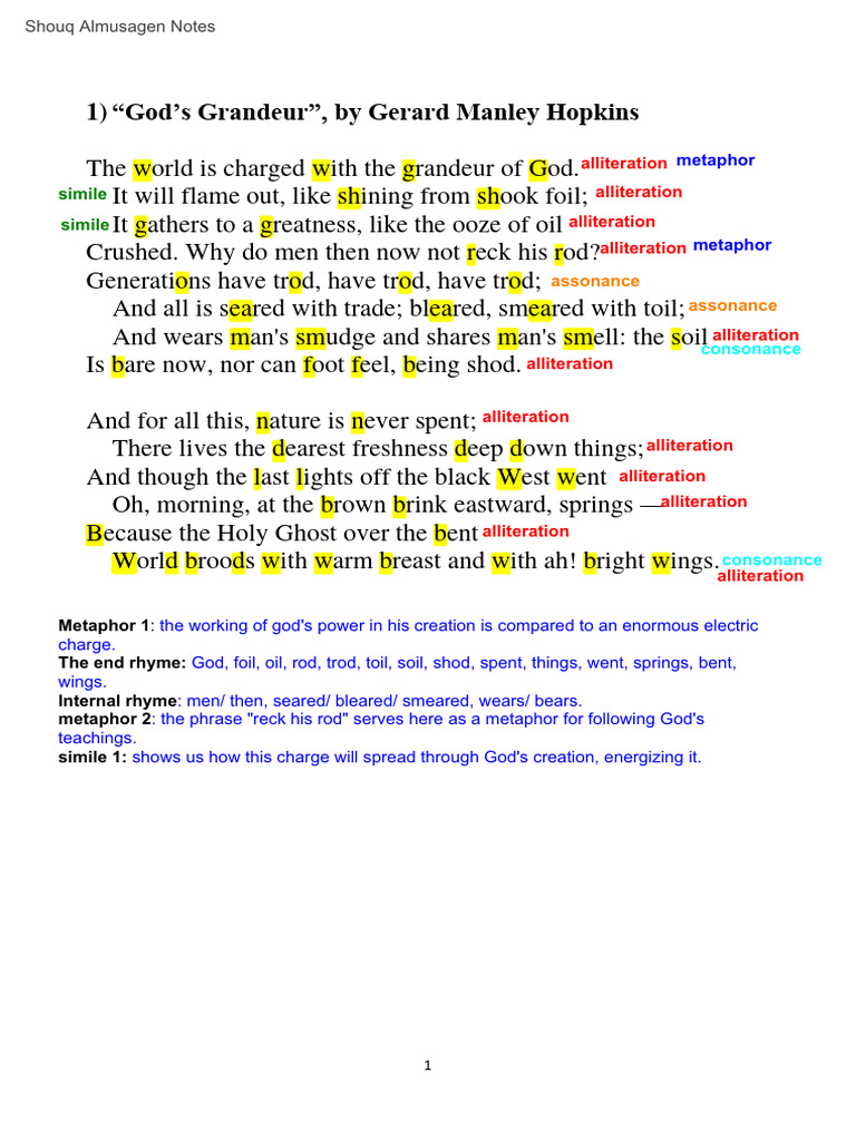 Poems For Musical Devices and Rhyme Practice PDF Poetic Devices