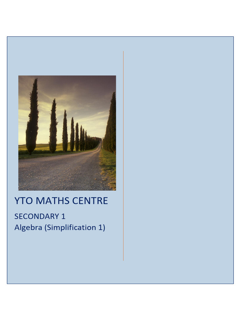 Secondary 1 Algebra Simplification Exercises | PDF | Mathematics | Algebra