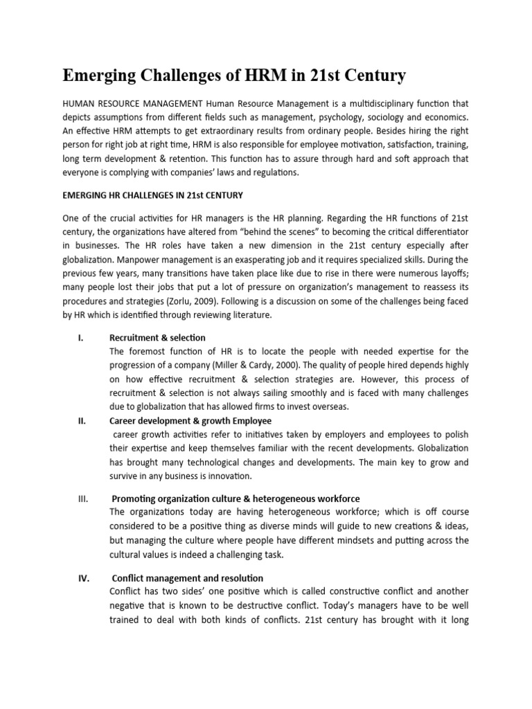 HRM Challenges in the 21st Century | PDF | Human Resources | Human ...