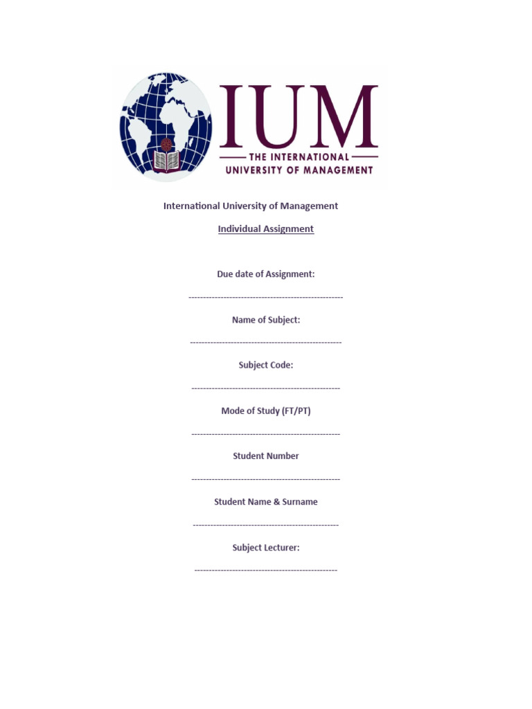 ium individual assignment cover page