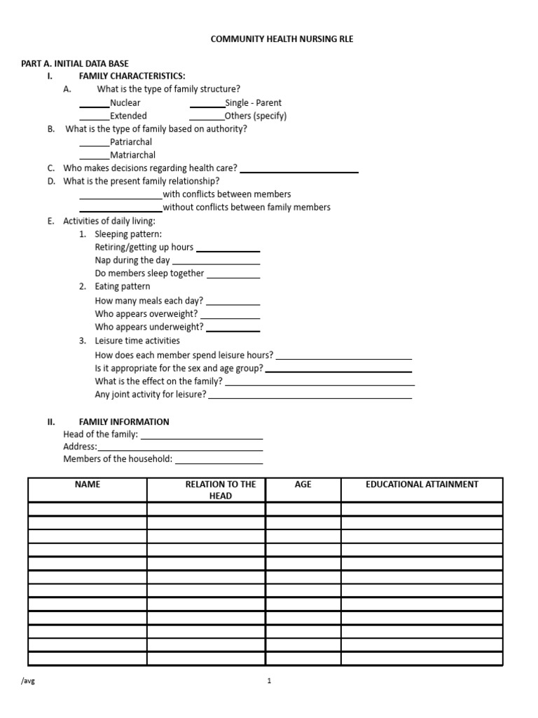 Family Health Assessment Template | PDF | Health Care | Public Health