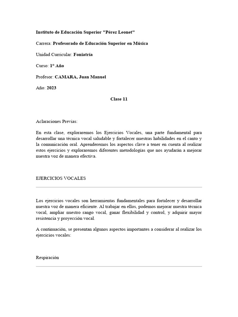 Ejercicios Vocales para Mejorar la Voz | PDF | Artes del Lenguaje y ...