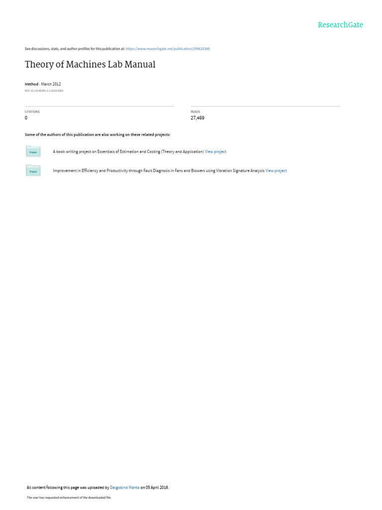 Theory of Machines Lab Manual PDF Gyroscope Damping