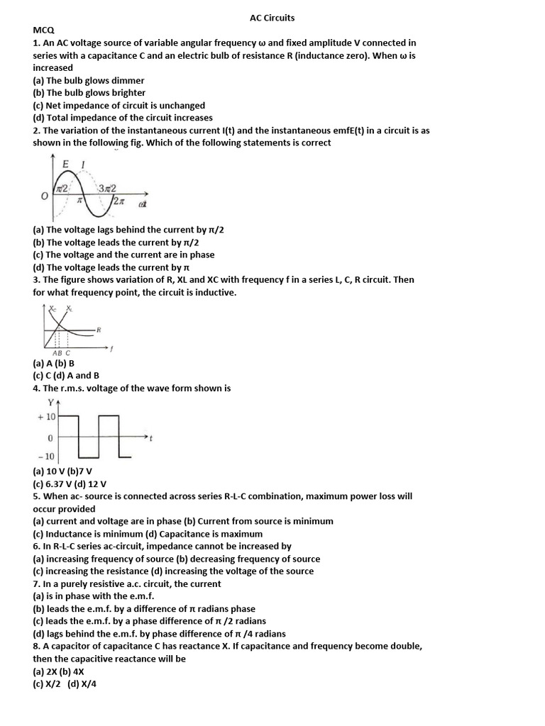 LCR Circuit Analysis and Derivations | PDF | Series And Parallel ...