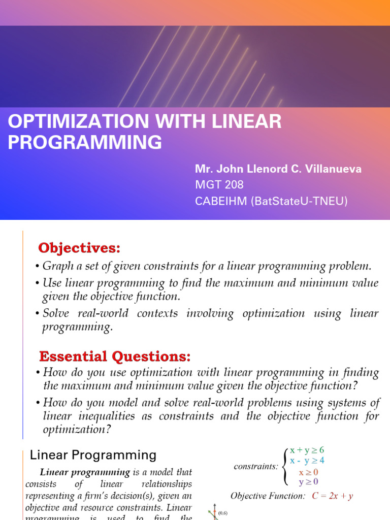 Linear Programming (Optimization) | PDF | Linear Programming ...