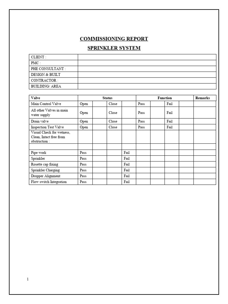 Sprinkler System Commissioning Report | PDF