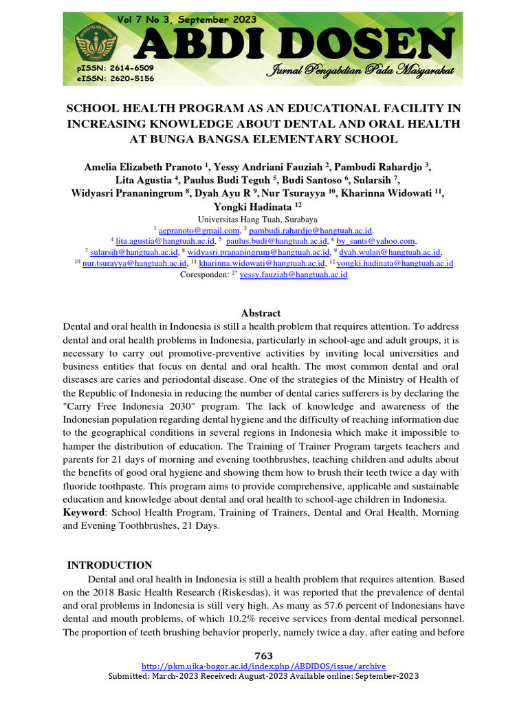 School Health Program: Dental Education | PDF | Oral Hygiene | Dentistry